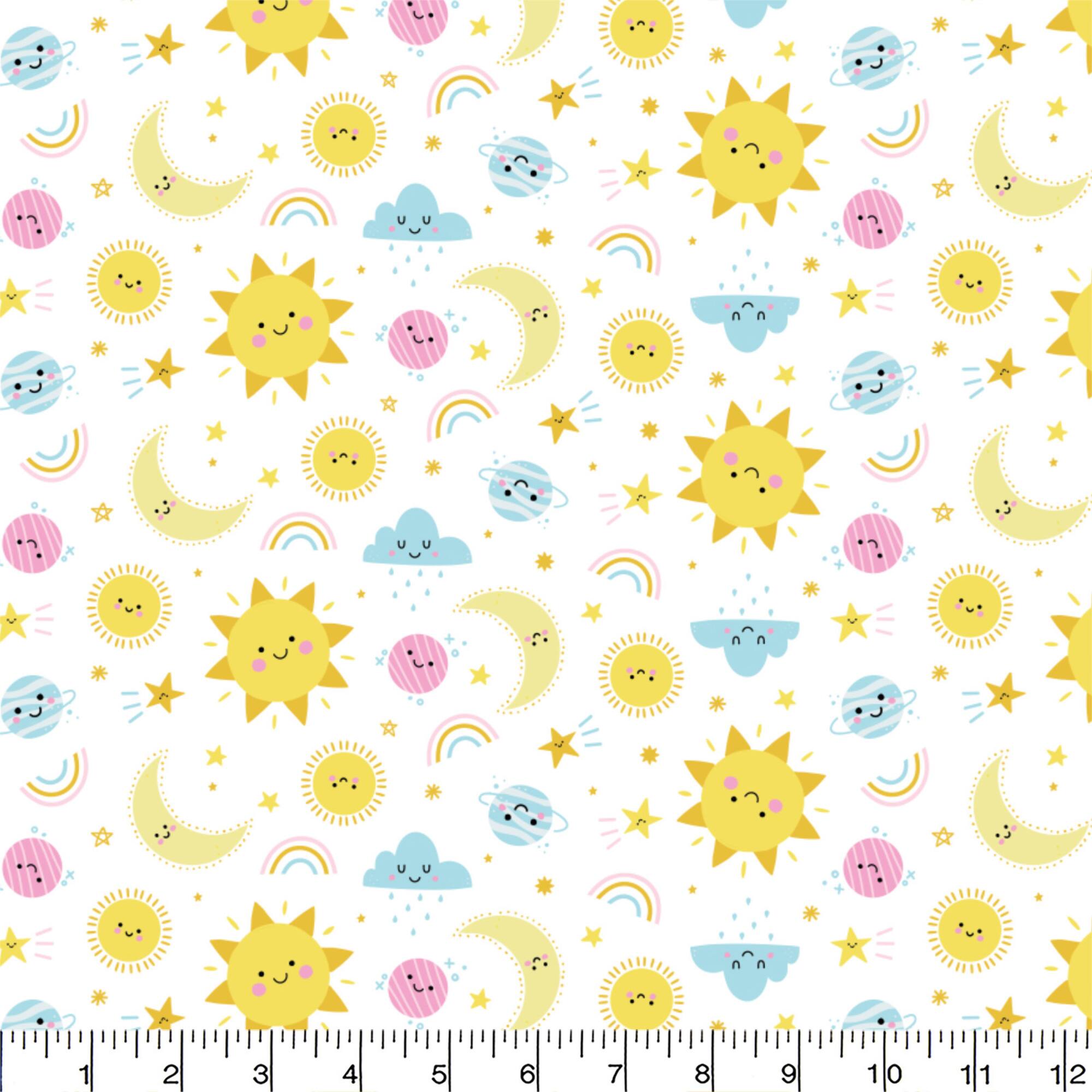 Eugene Textiles Sun & Moon White Flannel